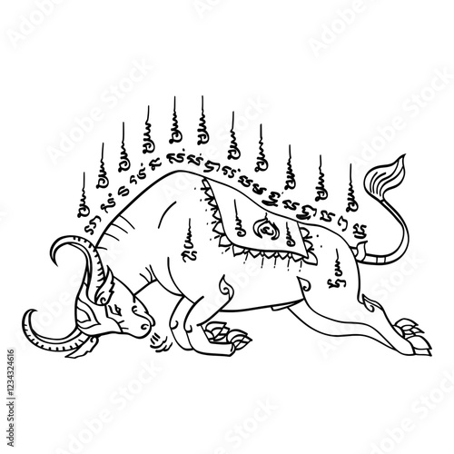 Nontanu Yantra (Bull Yantra). The meaning is a protective symbol believed to bestow invulnerability, swiftly strike down enemies, and bring good fortune.