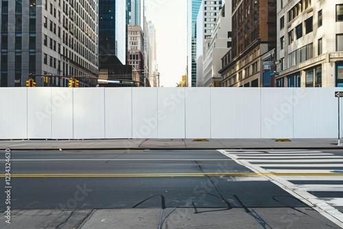 Fototapeta Naklejka Na Ścianę i Meble -  Exterior construction hoarding city architecture building.