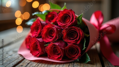 Luxury Red Roses Bouquet: Romantic Valentine's Day Gift, Premium Flower Arrangement, Perfect for Anniversary or Special Occasion