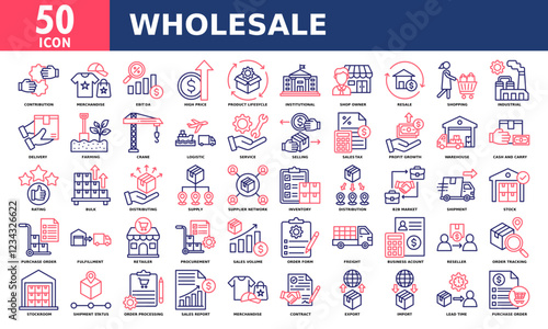 Wholesale icon set collection. Simple line color vector.