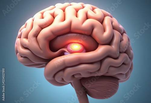 Human brain illustration highlighting the hypothalamus a crucial region for hormone production and regulation photo