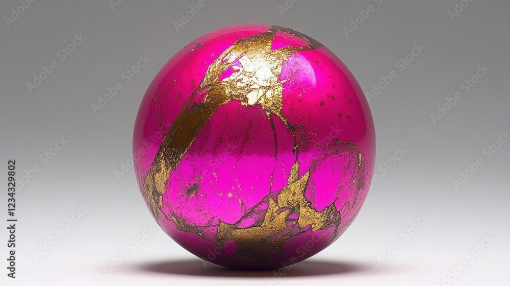 Decorative Pink and Gold Metallic Sphere with Glossy Surface in Abstract Artistic Style Decorative Pink and Gold Metallic Sphere with Glossy Surface in Abstract Artistic Style