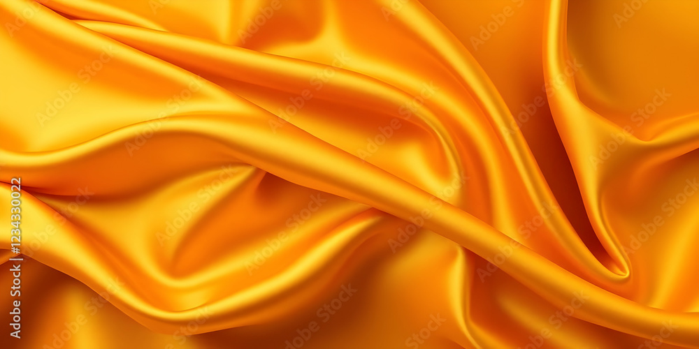 Luxurious golden silk fabric, flowing waves, smooth texture, shimmering surface, deep folds, rich yellow color, elegant drapery, soft lighting, high-resolution detail, glossy finish, abstract backgrou Luxurious golden silk fabric, flowing waves, smooth texture, shimmering surface, deep folds, rich yellow color, elegant drapery, soft lighting, high-resolution detail, glossy finish, abstract backgrou