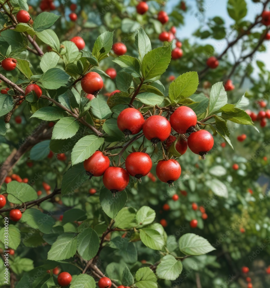 Red ripe berry on the branch of a rose hip bush, nature, red berries, blossom Red ripe berry on the branch of a rose hip bush, nature, red berries, blossom