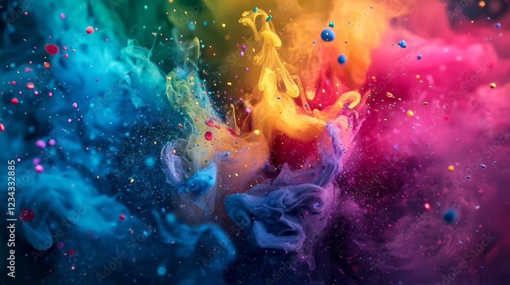 Colorful swirling clouds of paint in water Colorful swirling clouds of paint in water