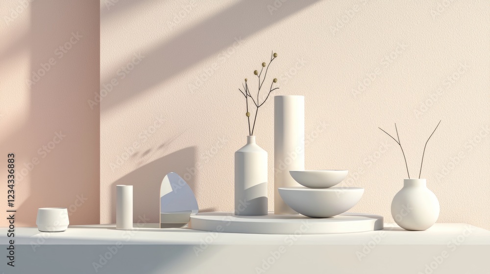 Minimalist white decor in soft natural light Minimalist white decor in soft natural light