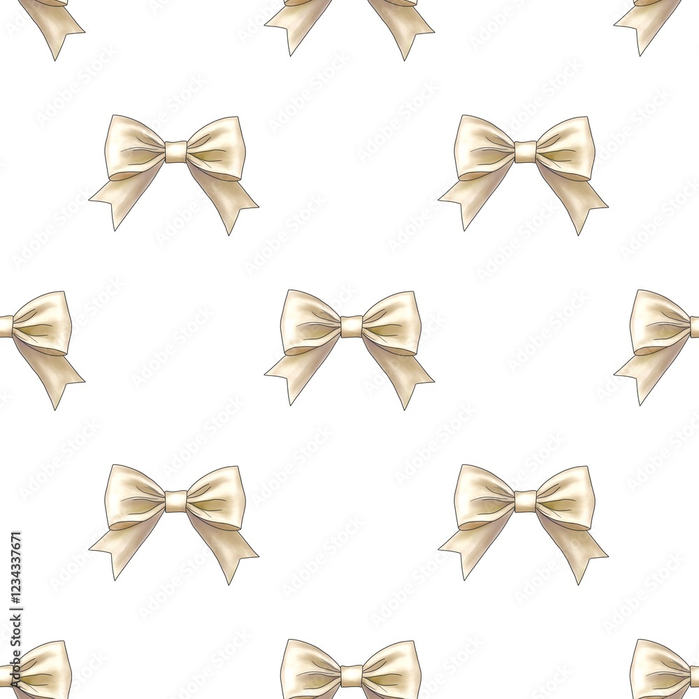 Seamless Pattern White Bow on White Background Seamless Pattern White Bow on White Background