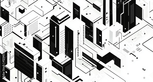 Line art Architecture City drawing illustration. Background. Wallpaper.