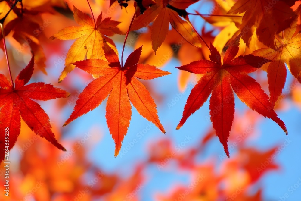 Autumn Maple Leaves Against a Clear Blue Sky Autumn Maple Leaves Against a Clear Blue Sky