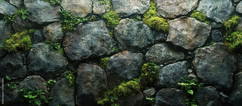 Mossy stone wall texture. Mossy stone wall texture.