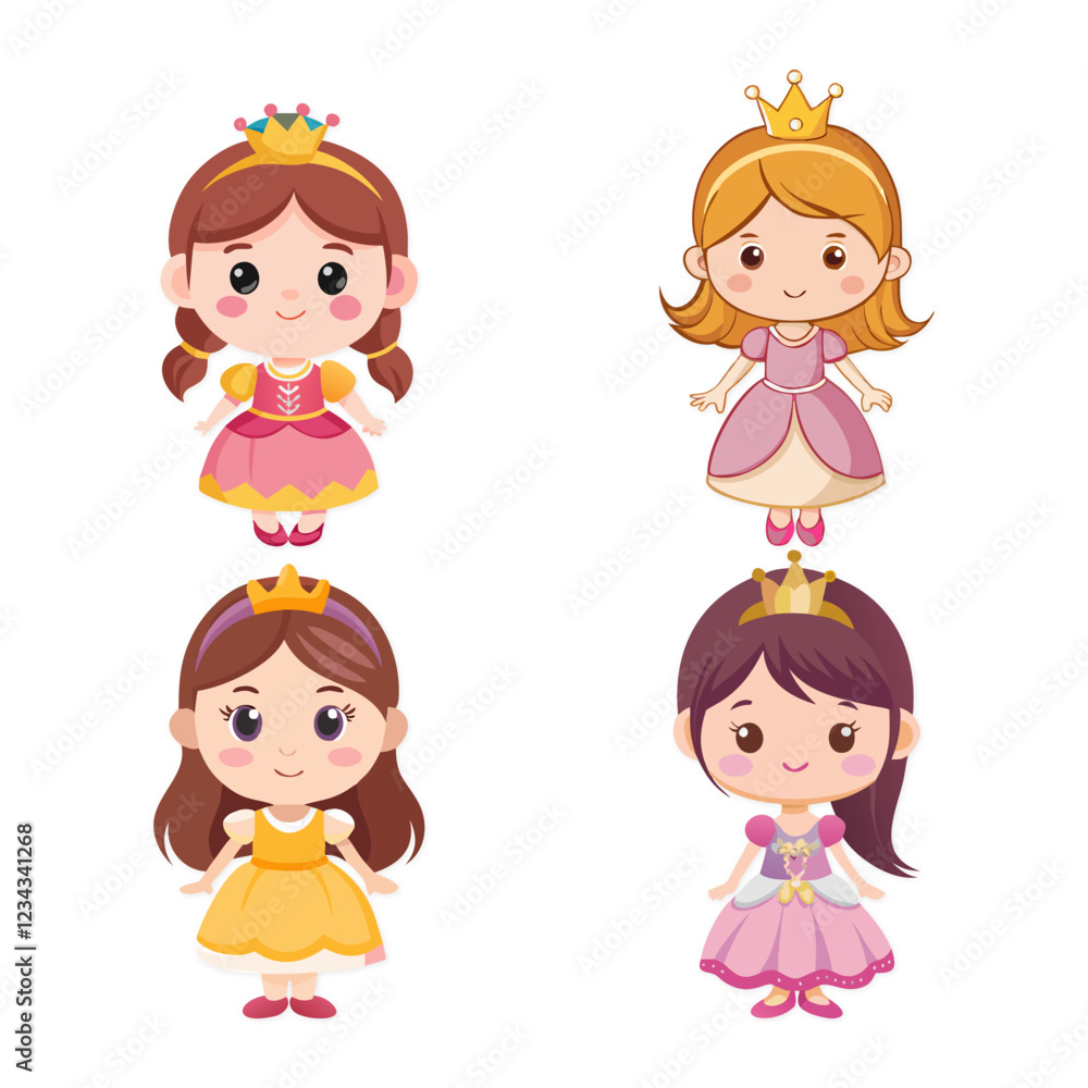 Collection Of Hand Draw Princess Vector Illustration Collection Of Hand Draw Princess Vector Illustration