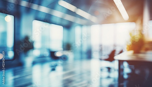 Wallpaper Mural Blurred background of a light clean modern office interior with panoramic windows and reflections Torontodigital.ca