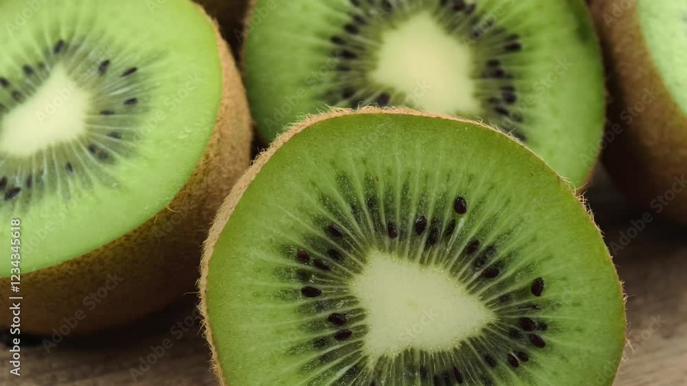Macro Shot of Rotating Kiwi Fruit Slices Macro Shot of Rotating Kiwi Fruit Slices