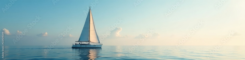 Sailing yacht gliding across the surface of a calm sea, yacht, sky Sailing yacht gliding across the surface of a calm sea, yacht, sky