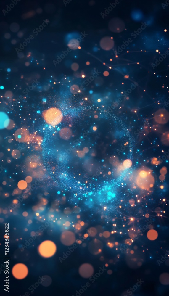 Obraz premium Glowing Blue And Orange Lights Abstract Design On Dark Background, Technology Or Science Theme