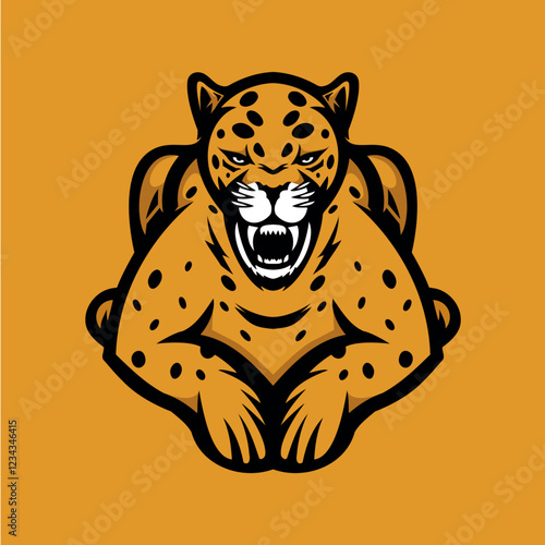 Crouching Leopard in Bold Dynamic Design Sport Logo Vector