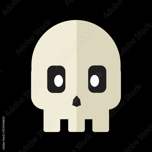Minimalistic Skull Icon in Flat Design Vector