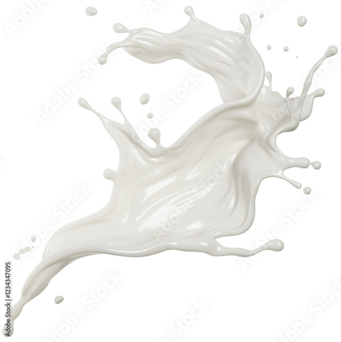 Milk splash or white yogurt cream 3d illustration.