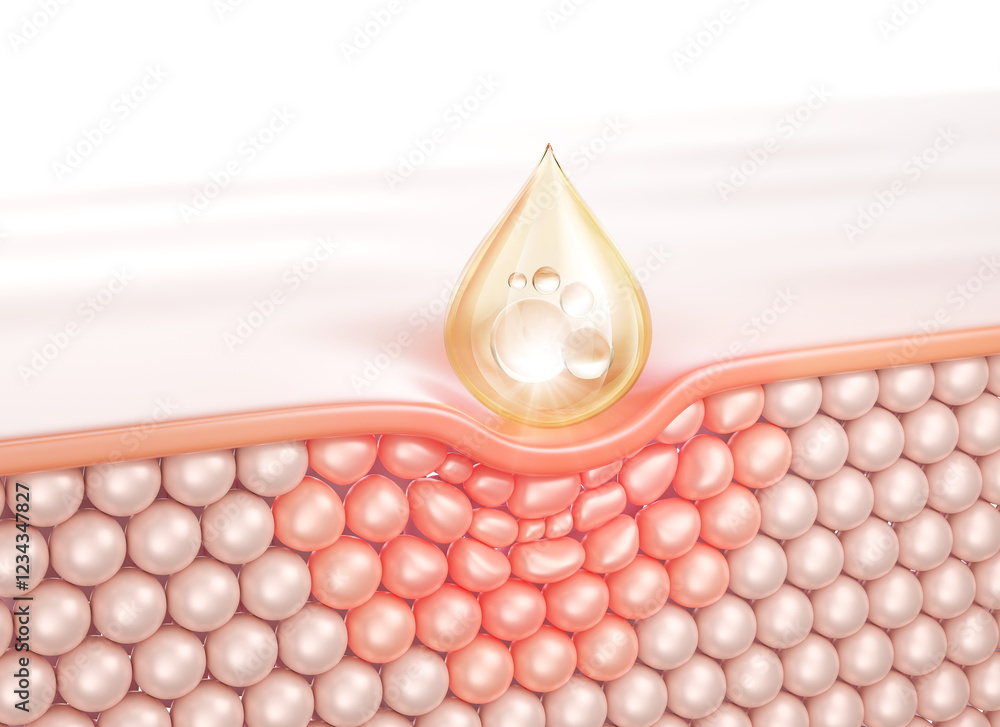 Φωτογραφία Oil serum drop on skin cells layer, gluta or vitamin revitalize wrinkle and regain glow to skin, skin care cosmetics solution Background