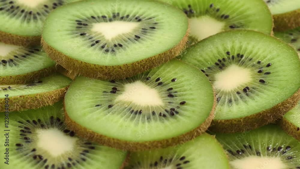 Macro Shot of Rotating Kiwi Fruit Slices Macro Shot of Rotating Kiwi Fruit Slices