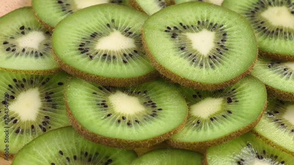 Macro Shot of Rotating Kiwi Fruit Slices Macro Shot of Rotating Kiwi Fruit Slices