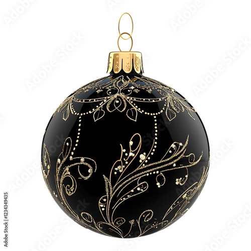 PNG Black Christmas Ornament Against Transparent Background for Holiday, Festive, or Seasonal Branding Projects photo