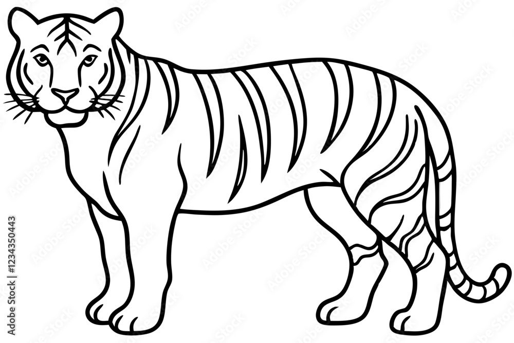Minimalist Tiger Single Line Vector Design Minimalist Tiger Single Line Vector Design