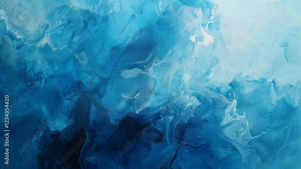 Abstract Blue and White Painting with Dynamic Swirls Abstract Blue and White Painting with Dynamic Swirls