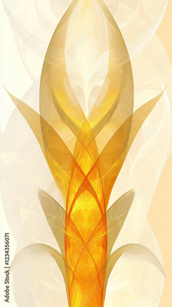Abstract golden fractal design with flowing shapes Abstract golden fractal design with flowing shapes