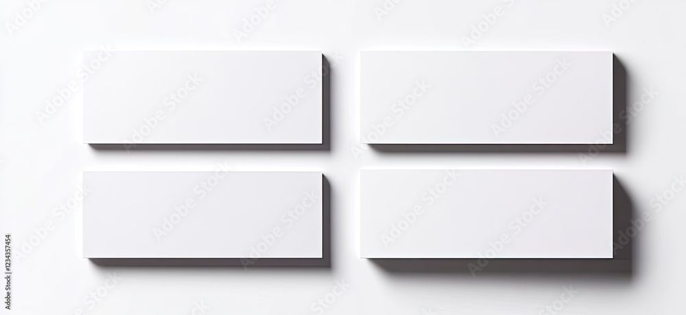 Set of white blank business cards or brochures isolated on a white background with a clipping path, top view. Set of white blank business cards or brochures isolated on a white background with a clipping path, top view.
