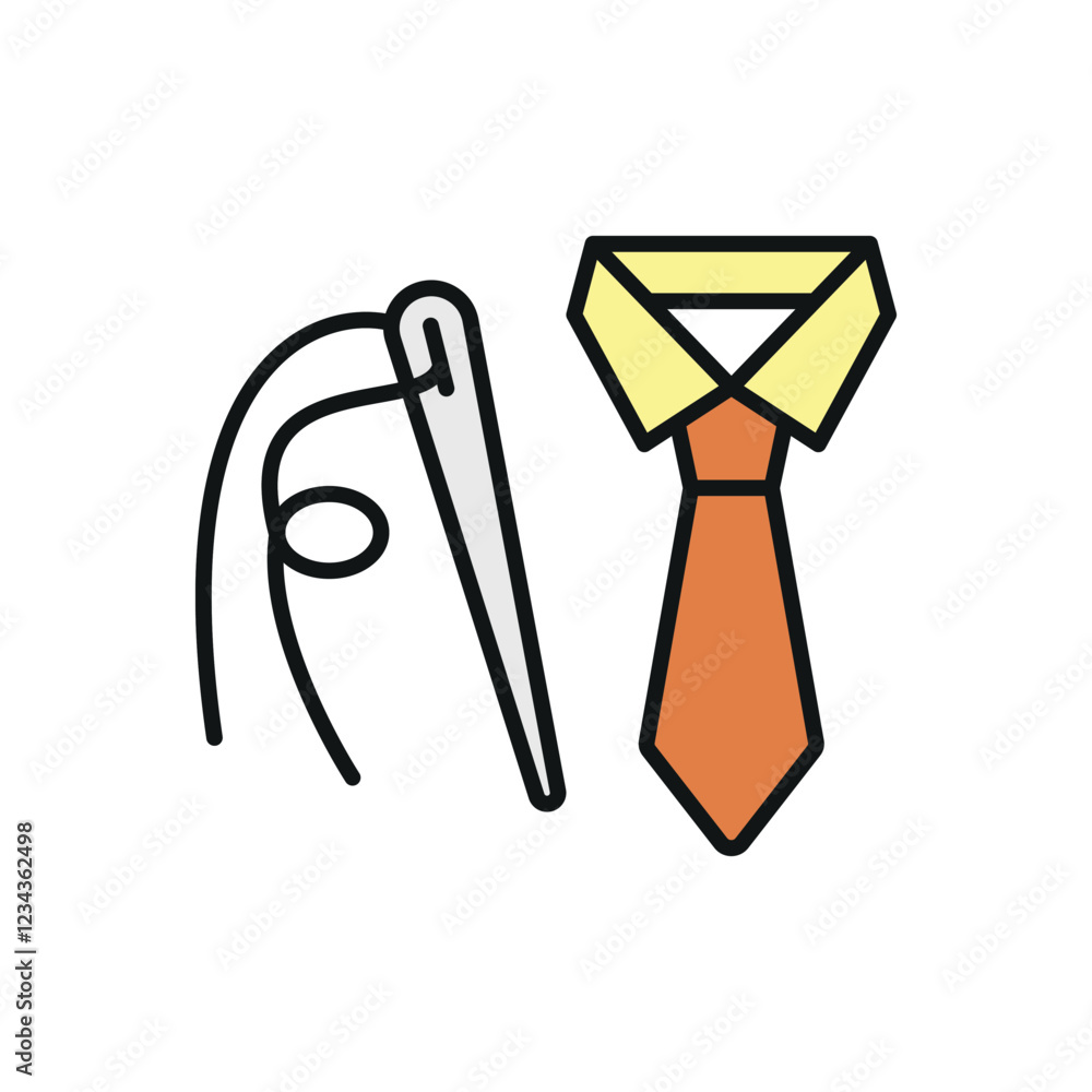 Needle threadNeedle, thread, and tie set tailor and fashion icon in flat style, featuring a sewing needle with thread and a classic necktie, perfect for tailoring a and tie set tailor and fashion icon Needle threadNeedle, thread, and tie set tailor and fashion icon in flat style, featuring a sewing needle with thread and a classic necktie, perfect for tailoring a and tie set tailor and fashion icon