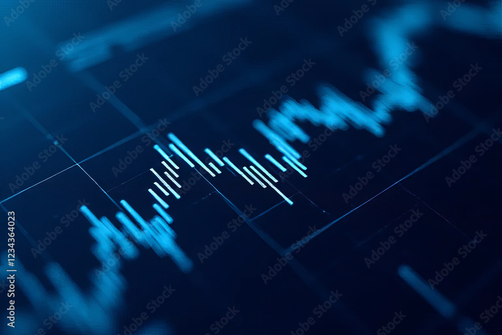 Fototapeta premium Abstract digital data visualization with blue lines and graphs