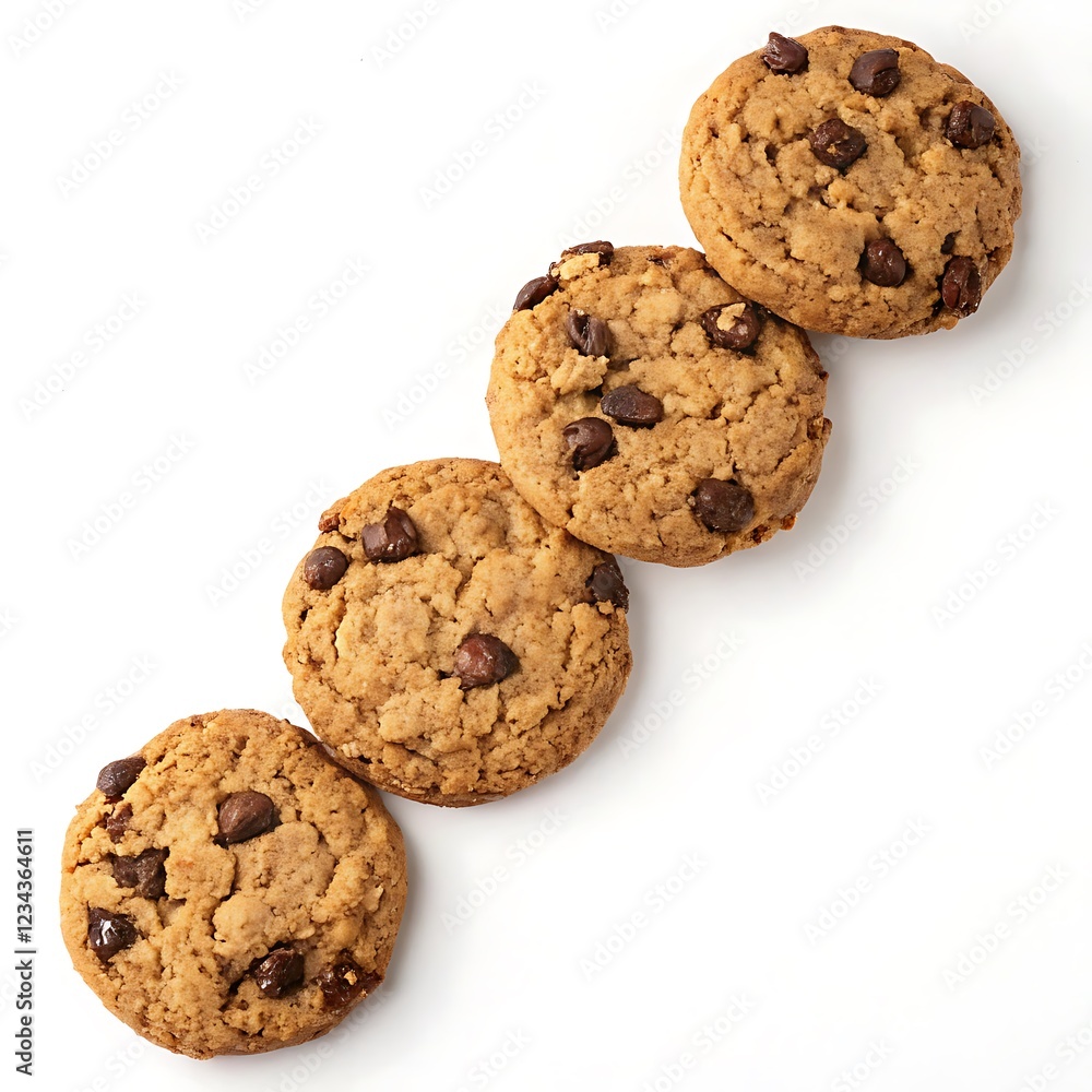 set of oat chocolate cookies isolated on white Background set of oat chocolate cookies isolated on white Background