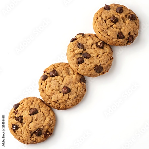 set of oat chocolate cookies isolated on white Background