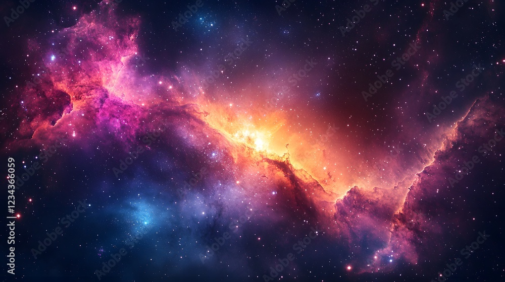 Fototapeta premium Galaxy with Sparkling Stars and Cosmic Dust, Abstract Space Background