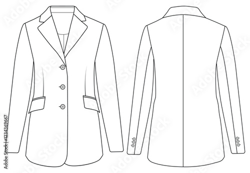 women jacket fashion Front and back vector illustration 