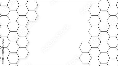 Abstract honeycomb pattern hexagonal background. White hexagon honeycomb outline art for design element. Golden hexagon pattern honeycomb background. Honeycomb concept design abstract technology bg.

