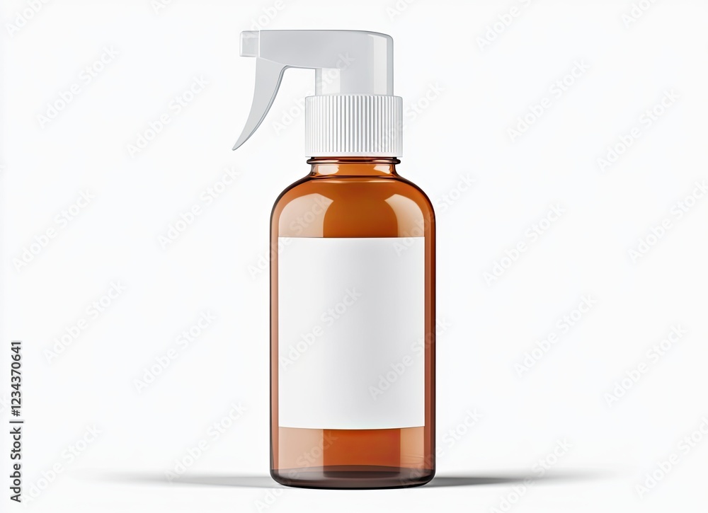 White blank label on a spray bottle for a medical product mockup, isolated on a background. Glass amber-brown bottle with a white cap and clip for a face oil or serum White blank label on a spray bottle for a medical product mockup, isolated on a background. Glass amber-brown bottle with a white cap and clip for a face oil or serum