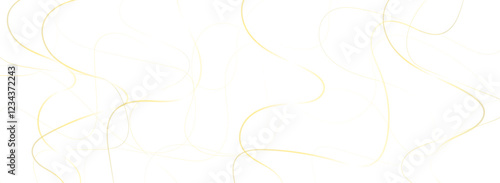 Colorful random pattern golden line stroke on a transparent background. Decorative pattern with tangled curved lines. Random chaotic gold lines abstract geometric pattern vector background.
