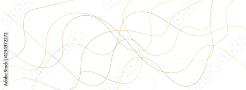 Colorful random pattern golden line stroke on a transparent background. Decorative pattern with tangled curved lines. Random chaotic gold lines abstract geometric pattern vector background.
