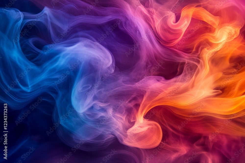 Colorful smoke swirls create an abstract background in vibrant hues of blue, purple, and orange Colorful smoke swirls create an abstract background in vibrant hues of blue, purple, and orange