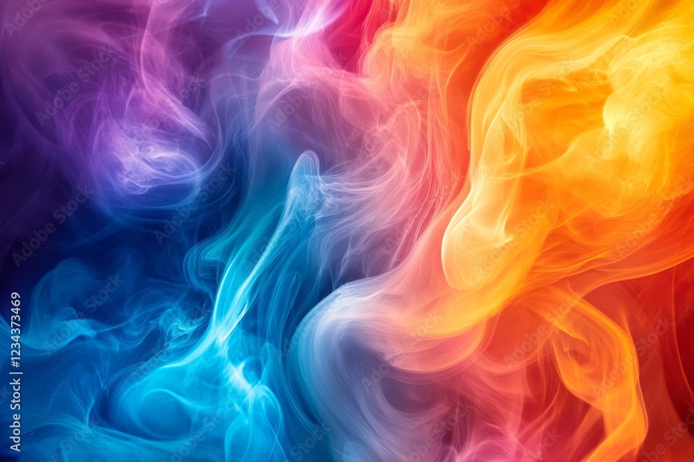 Colorful swirling smoke creating a vibrant abstract pattern in a mesmerizing display of hues Colorful swirling smoke creating a vibrant abstract pattern in a mesmerizing display of hues