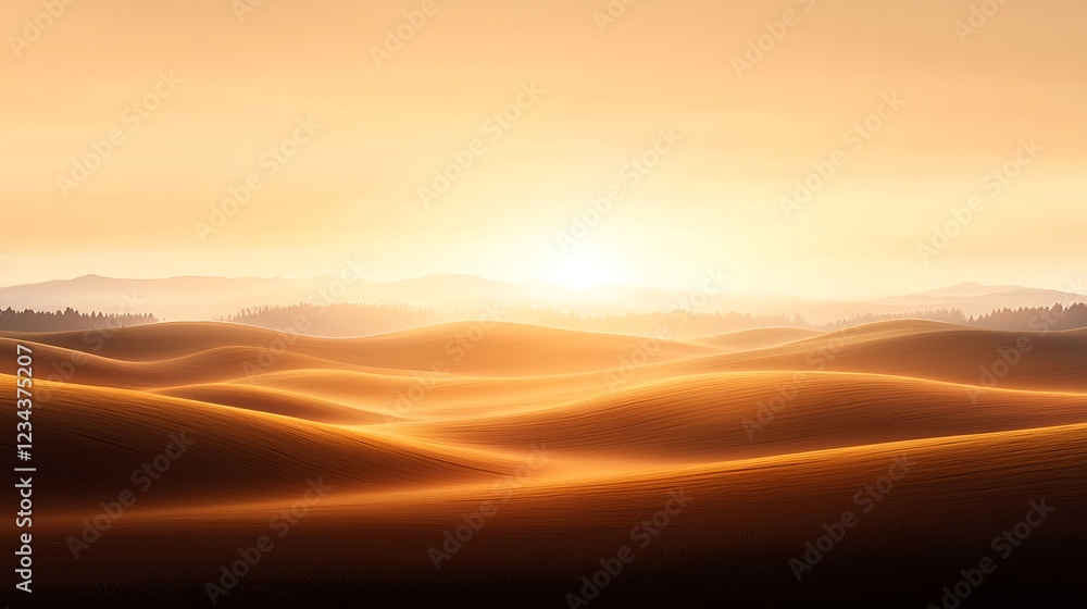 Obraz premium Golden Desert Sunset Landscape