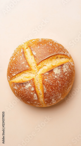 Wallpaper Mural Artisan sourdough bread with cross scored crust, freshly baked and golden Torontodigital.ca