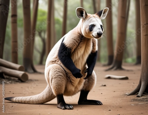 Hybrid animal between kangaroo and panda. photo