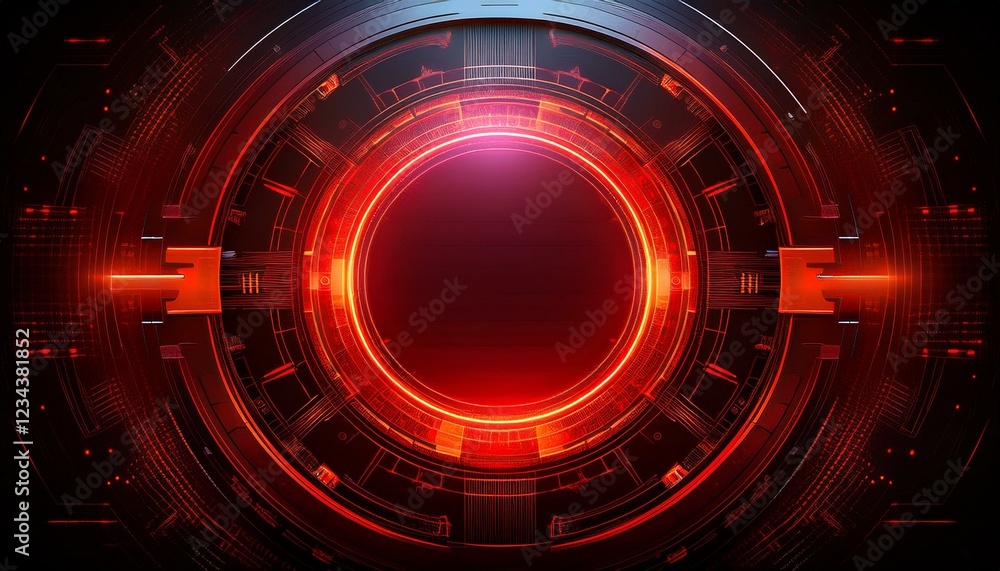 Obraz premium Creative digital tech circle on dark background concept with copy space for design
