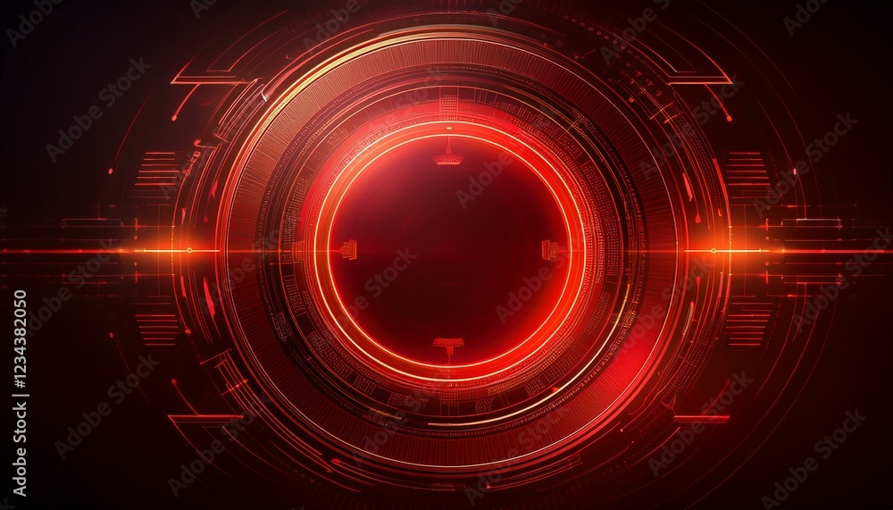 Fototapeta premium Creative digital tech circle on dark background concept with copy space for design