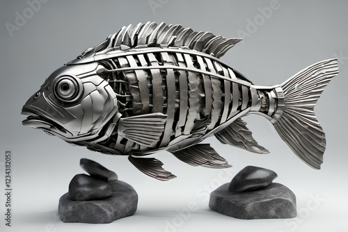 Stone fish figurine. Digita...