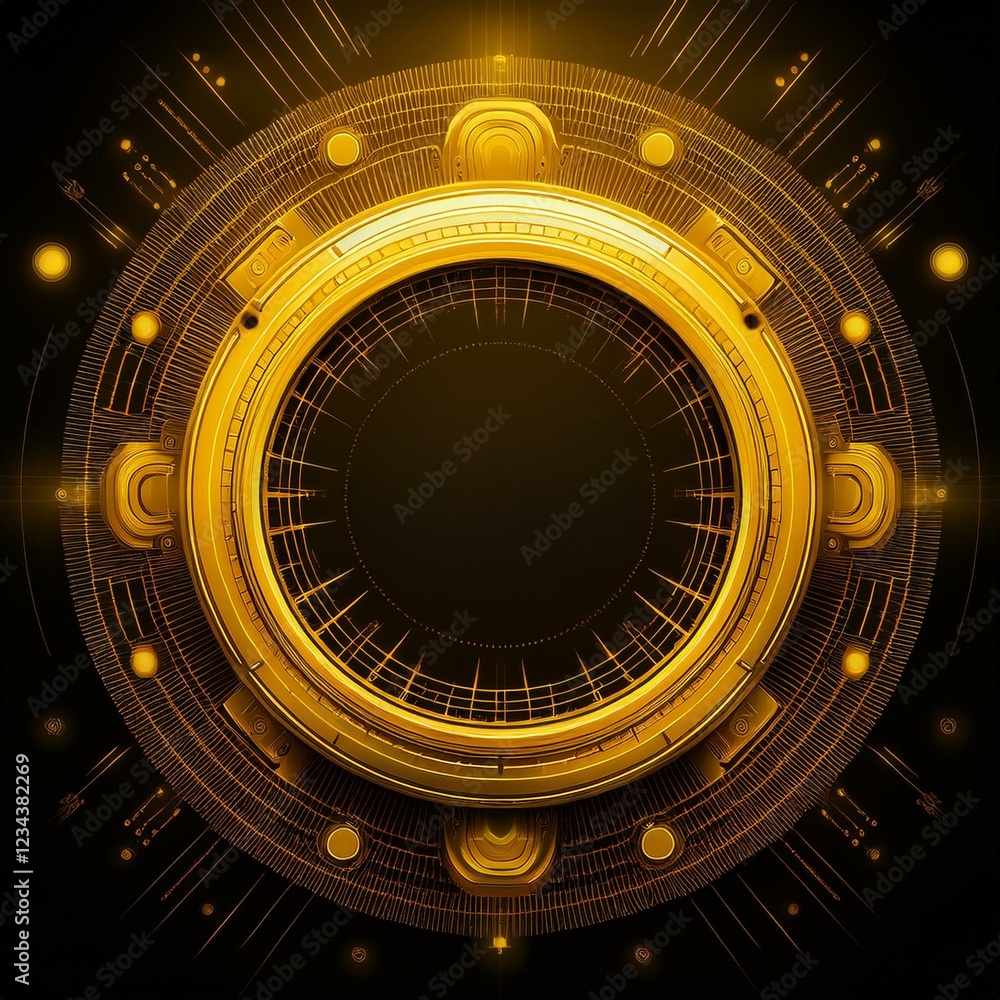 Creative digital tech circle on dark background concept with copy space for design Creative digital tech circle on dark background concept with copy space for design