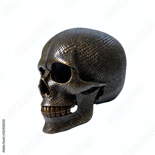 Skull made of Snake skin. Isolated on white background. Digital illustration. photo